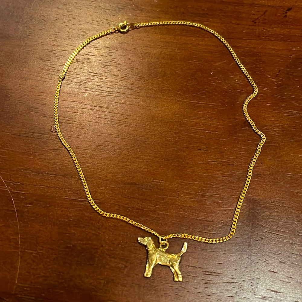 Gold plated necklace with dog charm